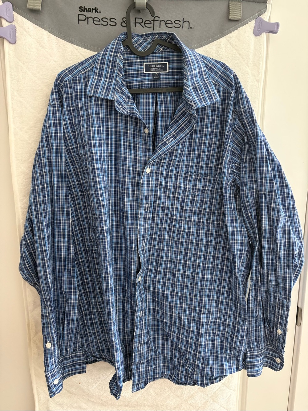 Club Room Blue Plaid Long-Sleeve Button-Down Shirt